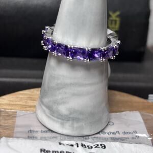 Bomb Party Ring Size 11 RG18929 “Remember To Smile” Purple Topaz On Rhodium BP
